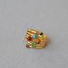 Gold-Plated Brass Ring with Real Stone Inlay - European & American Design