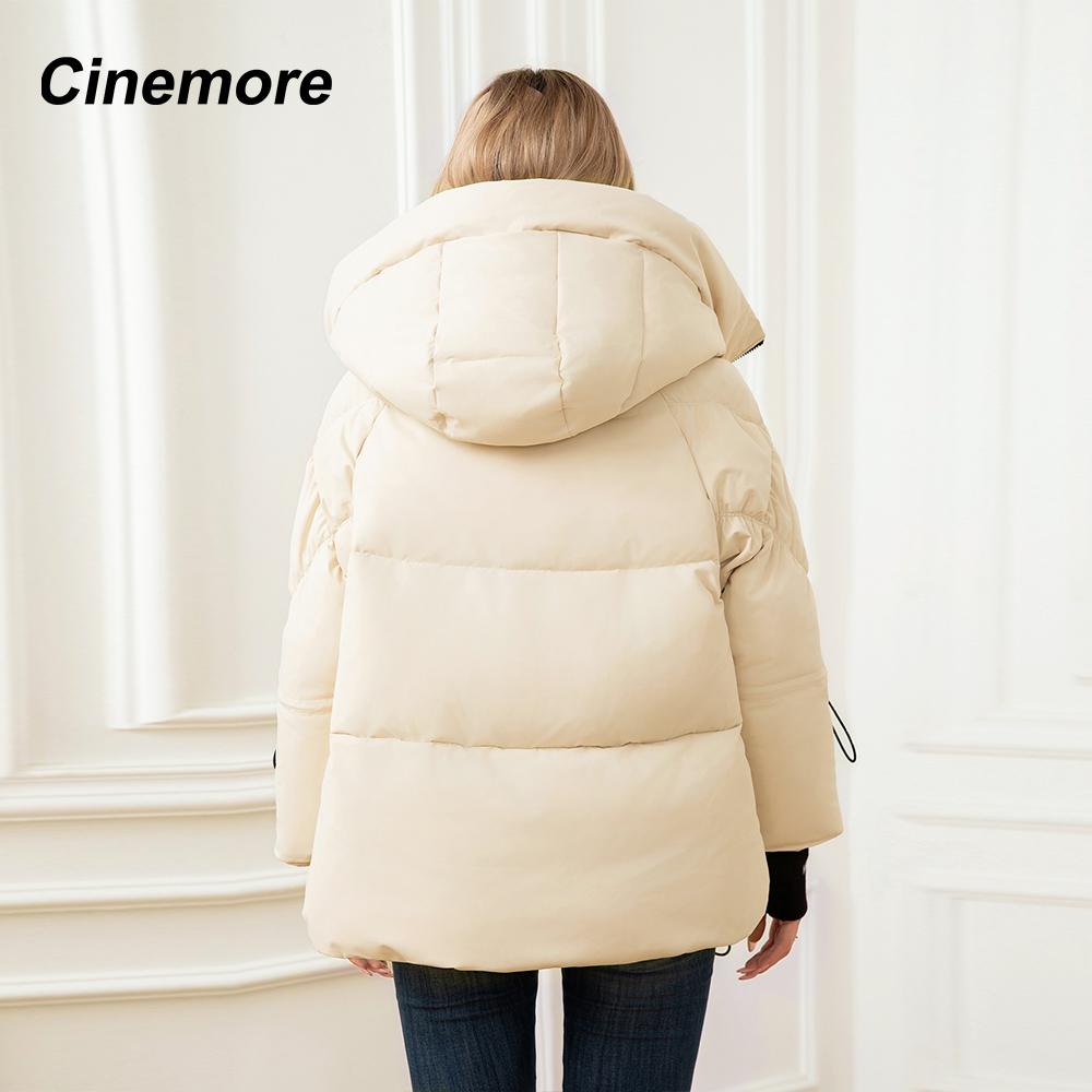 Cinemore Женская зимняя куртка 2024 года, большие размеры, био-пуховики, стеганое пальто с капюшоном, женская парка, женская одежда 046