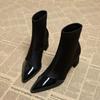 Острый носок женские ботильоны сексуальные туфли на высоком каблуке замшевые туфли зима 2025 тренд элегантные толстые офисные туфли модные туфли-лодочки Botas Mujer