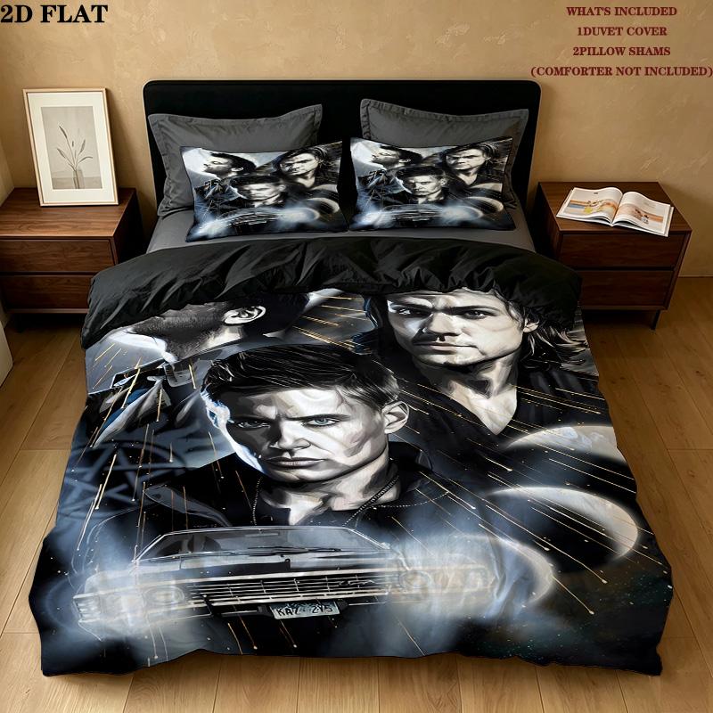 Supernatural Pattern Bedding Quilt Set Quilt Cover Pillowcase Home Birthday Gift(1 * duvet cover + 2 * pillowcase, without core)