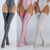 Женские сексуальные шелковистые чулки выше бедра, тонкое дышащее интимное белье, маслянистые блестящие клубные наряды для танца на пилоне