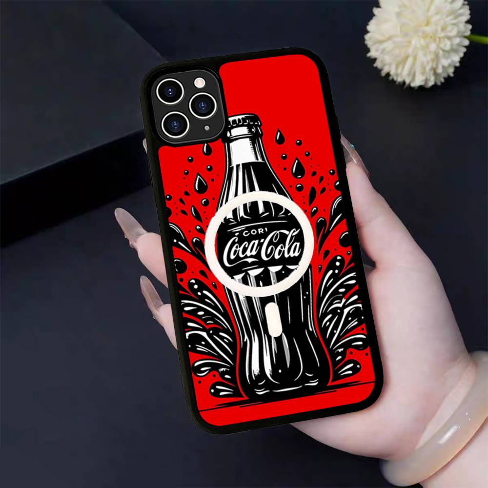 Hot C-Coca Drinks C-Cola For Magsafe Magnetic Phone Case Wireless PC+TPU For IPhone 11 12 13 14 15 16 17 Pro Max Plus