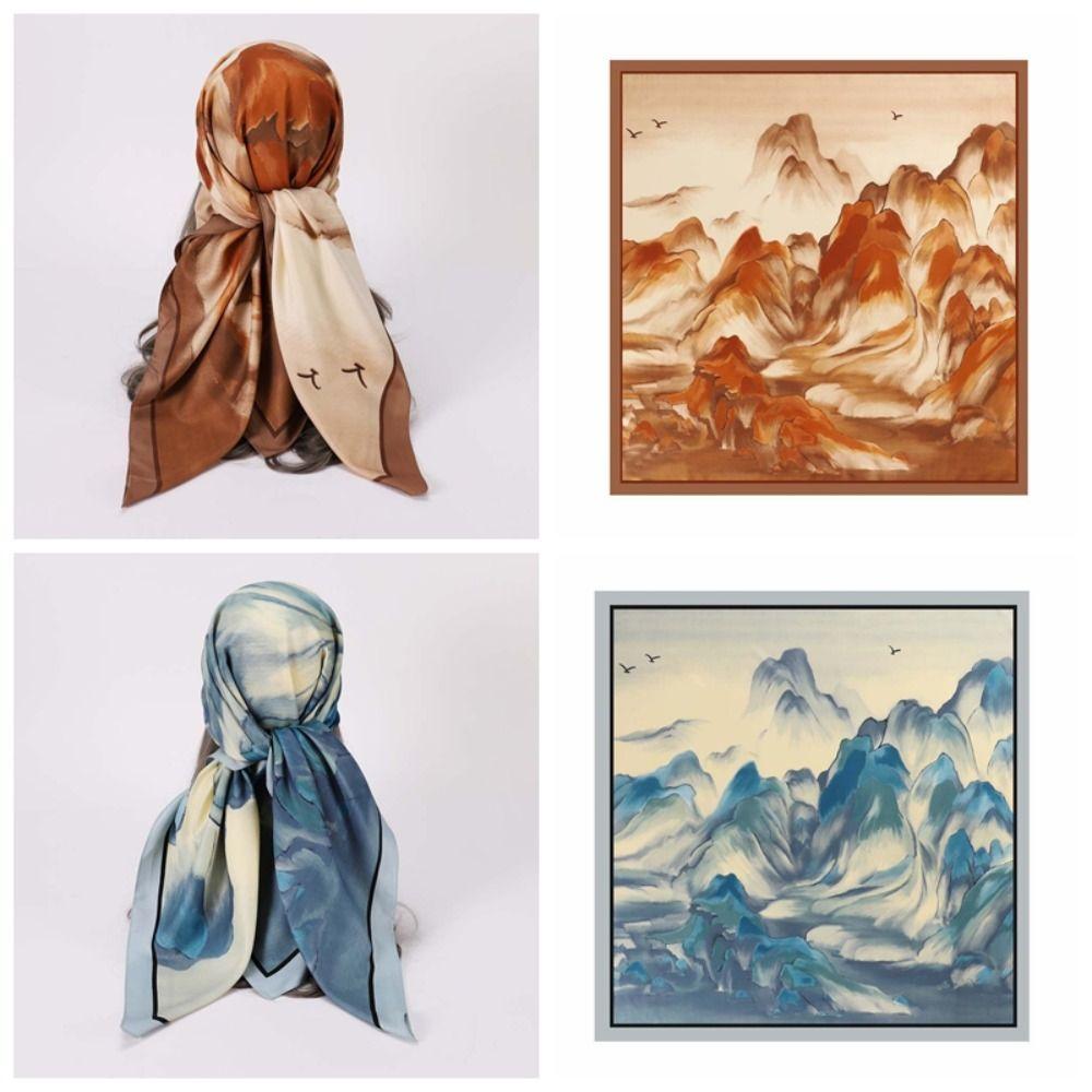 Sunscreen Shawl Large Square Headscarf 110cm Head Neck Scarf Elegant Women Silk Scarf For Women
