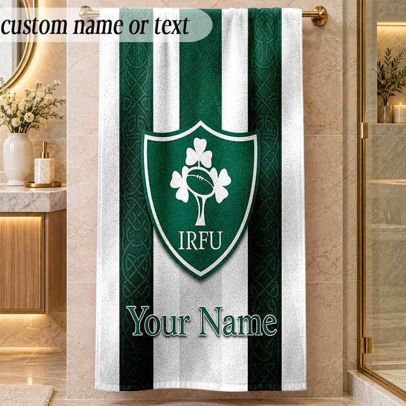 Beach TowelIreland Rugby Custom Name Text Personalized Soft Towel for Beach Pool Indoor Home Decor Gift