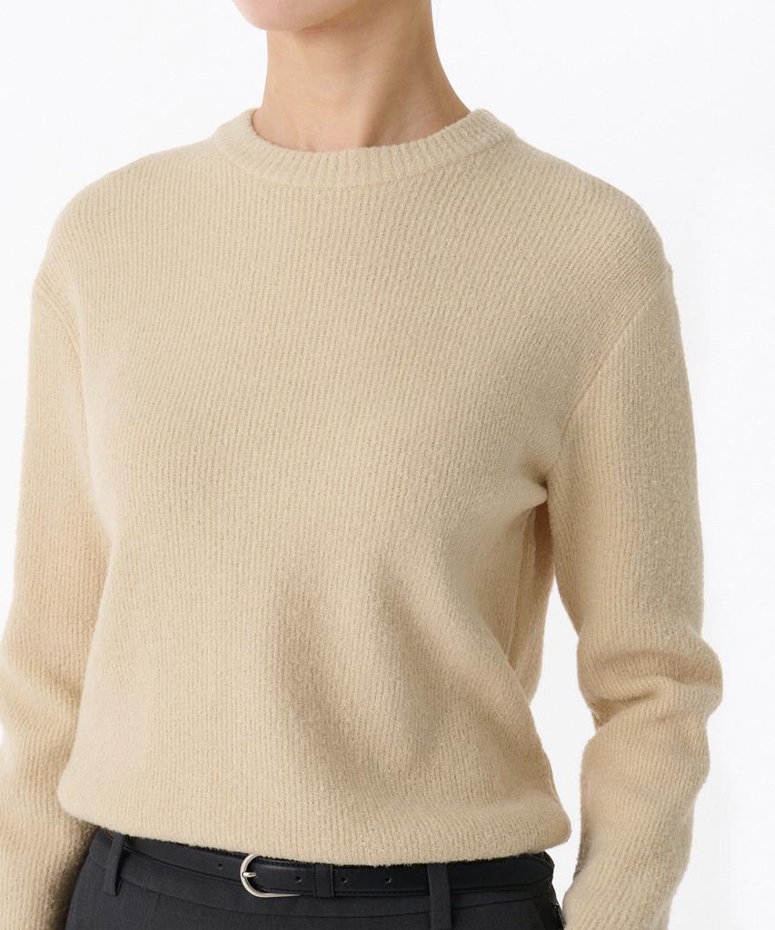 MUSINSA STANDARD WOMAN Women'S Mini Boucle Crew Neck Knit [Ecru]