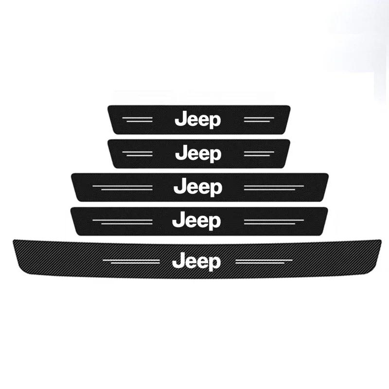 FJN1 Наклейки на порог двери багажника автомобиля с логотипом Jeep Commander Wrangler Grand Cherokee Compass Renegade JK Patriot Декор