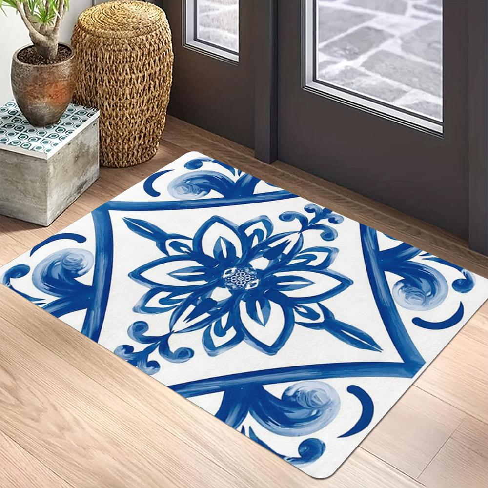 Bohemian Geometric Floral Carpet Mat Rug Blue Sunflower Smiley Sun Fruit Home Decoration Living Room Entryway Modern Vintage