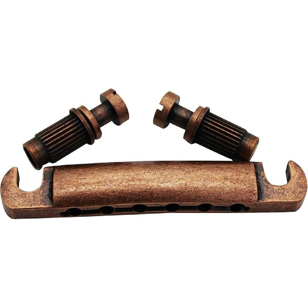 Guyker Guitar Tune-O-Matic Tailpiece Stop Bar with Studs - Bridges Parts Replacement for LP SG Style 6 String Electric Guitar (GS001, black)