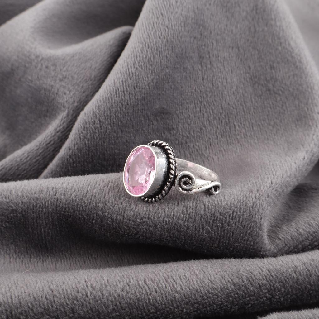 Кольцо с морганитом, Кольцо из цельного стерлингового серебра 925 пробы с драгоценным камнем ручной работы, Изящное украшение, Для подарка на помолвку
