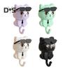 1 Pair Home Hook Organizer Cartoon Cat Style DIY Round Hook Waterproof Moisture-Proof Kitchen Hanger