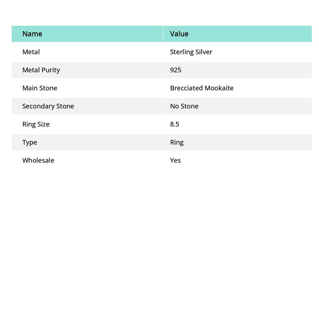 Brecciated Mookaite Handmade 925 Sterling Silver Jewelry Ring Size 8.5 Q8U66