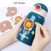 450ml Kids Thermos Mug with Straw 304 Stainless Steel Cup Cartoon Vacuum Flask Children Cute Thermal Water Bottle Household Straw Cup Insulation Cup