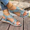 Женские сандалии Хрустальные сандалии Лето 2025 Новая обувь для женщин Низкий каблук Плоские сандалии Женская обувь Летняя обувь