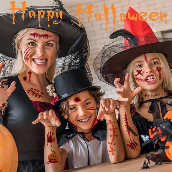 10 шт. наклейки для татуировки на Хэллоуин, шрам, временный косплей, боди-арт, наклейка для детей, пасхальный палец, реалистичный узор, наклейки для лица, жуткая атмосфера, вечеринка, мероприятие
