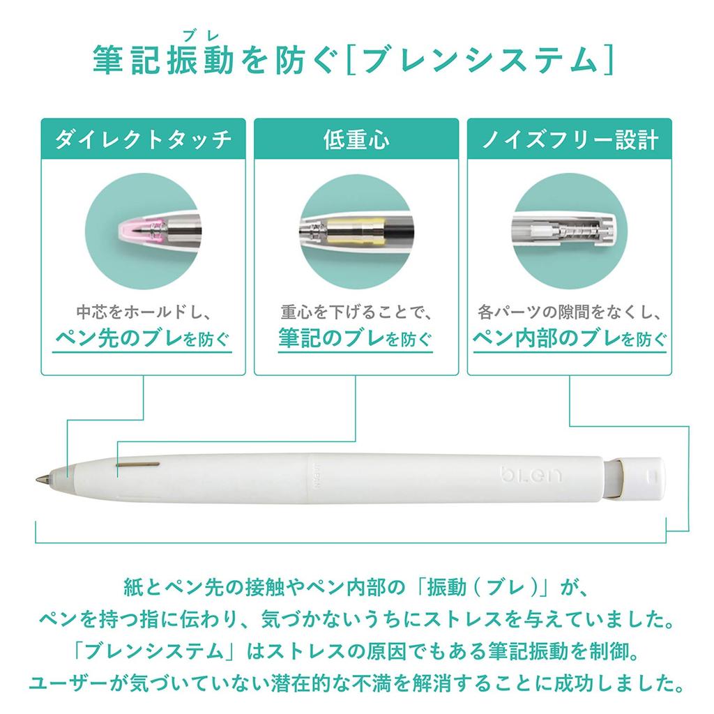 Zebra Шариковая ручка на масляной основе Blen [Все 2 размера 0,5 мм / 0,7 мм] Монотонный корпус с кошкой, 3 штуки, P-BAS88-3AZ