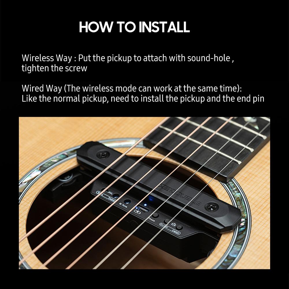 Беспроводной звукосниматель для гитары DOUBLE X2 Перезаряжаемая беспроводная и проводная система звукоснимателей для акустической гитары