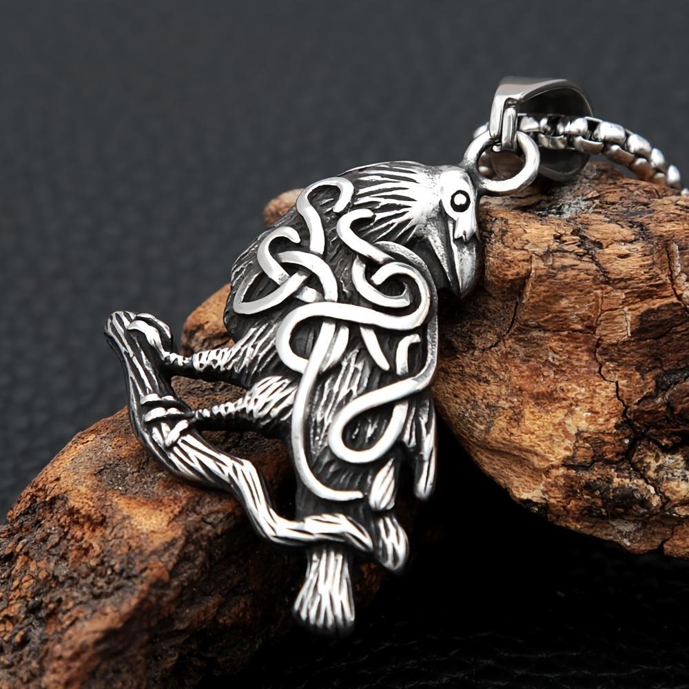 Винтажное ожерелье из скандинавской мифологии, ожерелье с подвеской в стиле панк, кельтский узел, Odin Crow, мужские ювелирные изделия в стиле викингов, подарок на день рождения, аксессуары