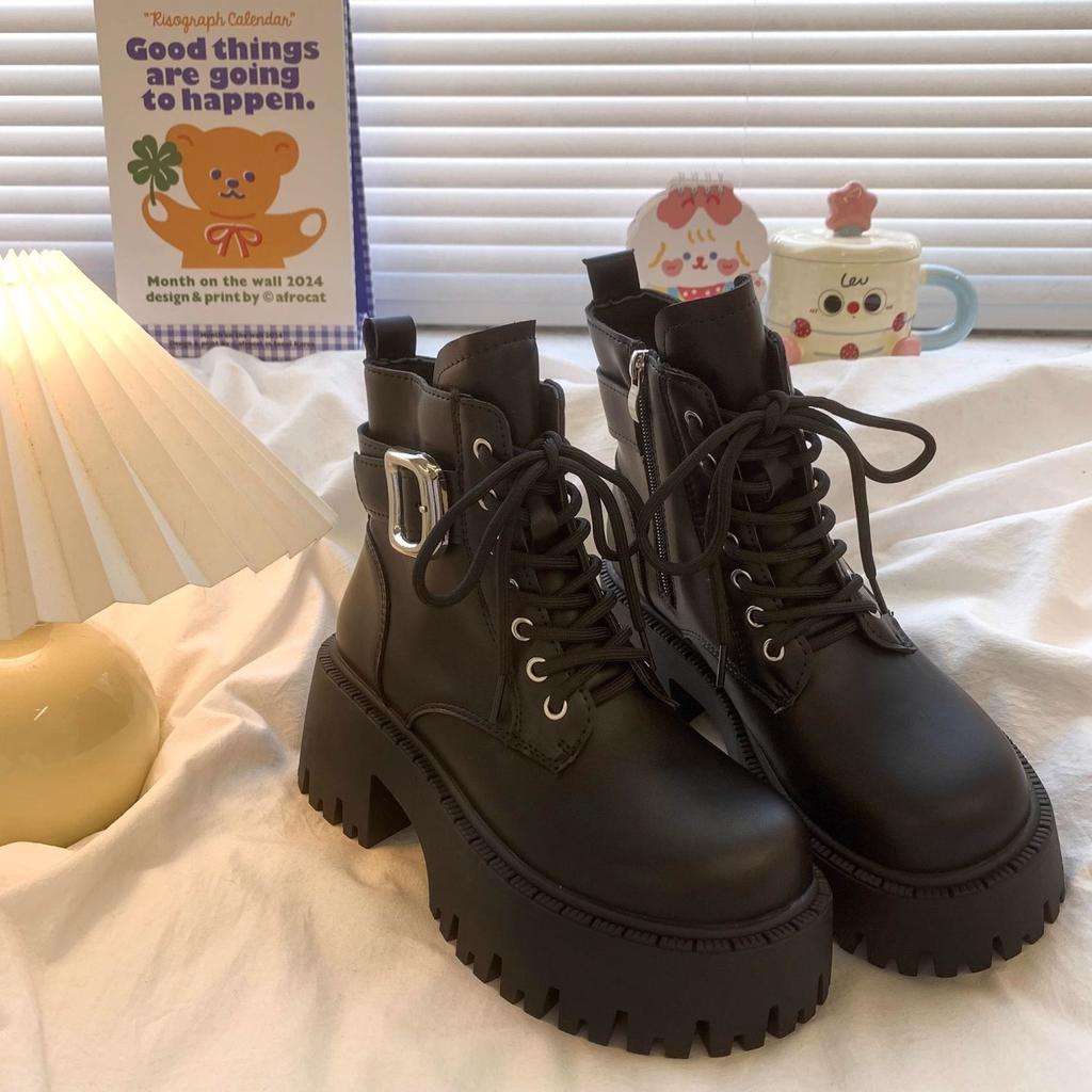 Platform Round Toe Female Short Shoes Spring Autumn Booties New In Goth Women's Ankle Boots Comfortable and Elegant Footwear