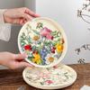Ретро Цветок Подглазурная Керамическая Посуда Тарелка для Салата Глубокая Тарелка Дюймовая Тарелка Тарелка для Овощей Высокий Стиль Высокая Ценность Домашняя
