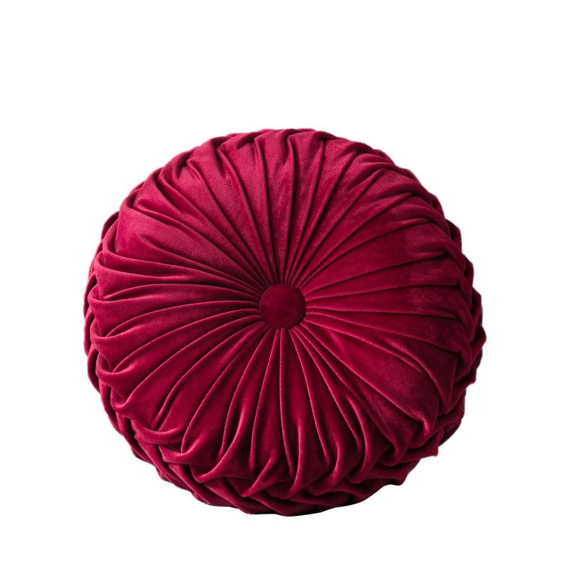 Velvet Pleated Round Pumpkin Throw Pillow For Sofa Decor