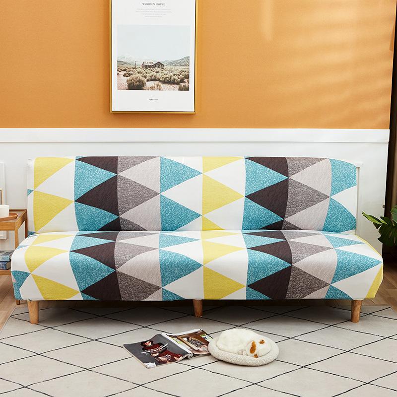Elastic Fabric All-Inclusive Printed Sofa Towel Folding Sofa Bed Sofa Cover Without Armrest