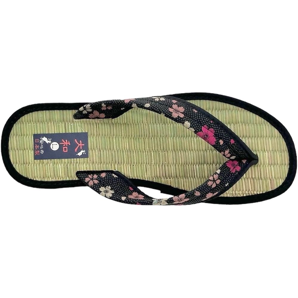 Женские японские татами-сандалии Daimyo Shokai, черный цветочный узор, размер L