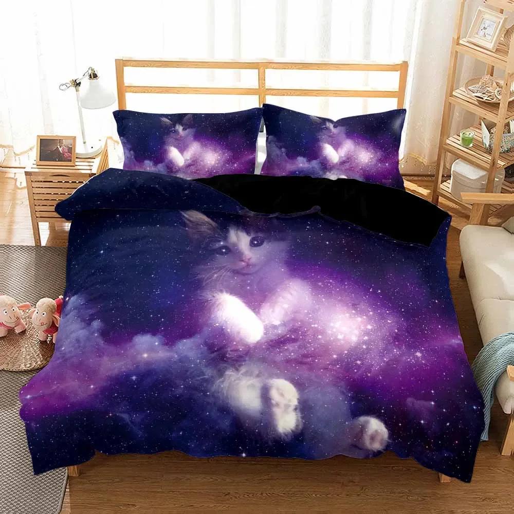 Роскошный темно-синий комплект постельного белья Galaxy Twin Full Queen King Size, пододеяльник/пододеяльник, комплект сияющих звезд, звездное небо, пододеяльник