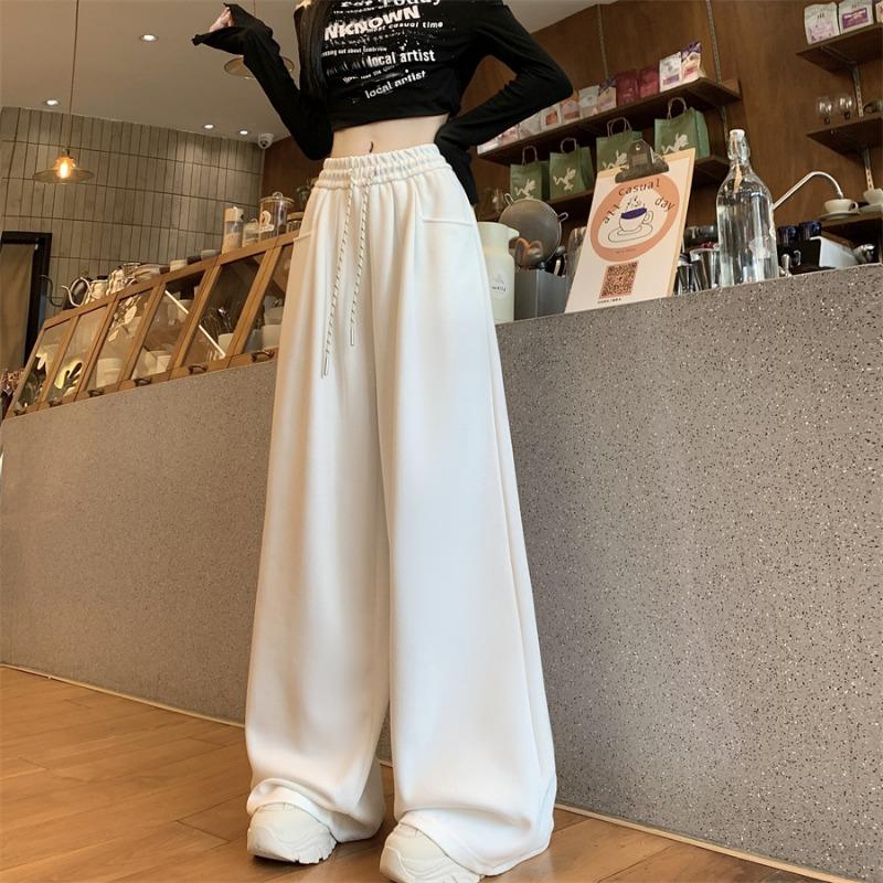Spring Autumn Loose Casual Wide Leg Pants Female High Waist Fashion All-match Solid Color Sweatpants Trousers