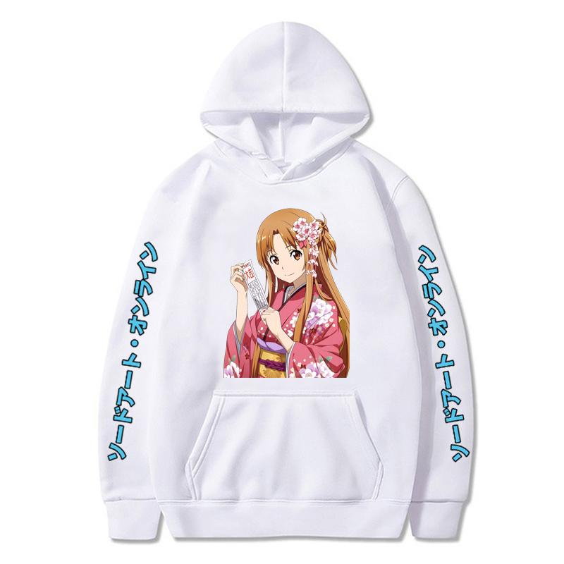 Аниме Sword Art Online Одежда Юки Асуна Принт С Капюшоном Для Мужчин И Женщин Большие Толстовки Повседневная Уличная Одежда Harajuku Унисекс Толстовка