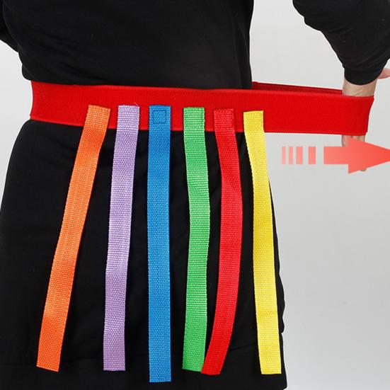 Outdoor Children Tail Pulling Game with 6 Colorful Belts Kindergarten Garden Lawn