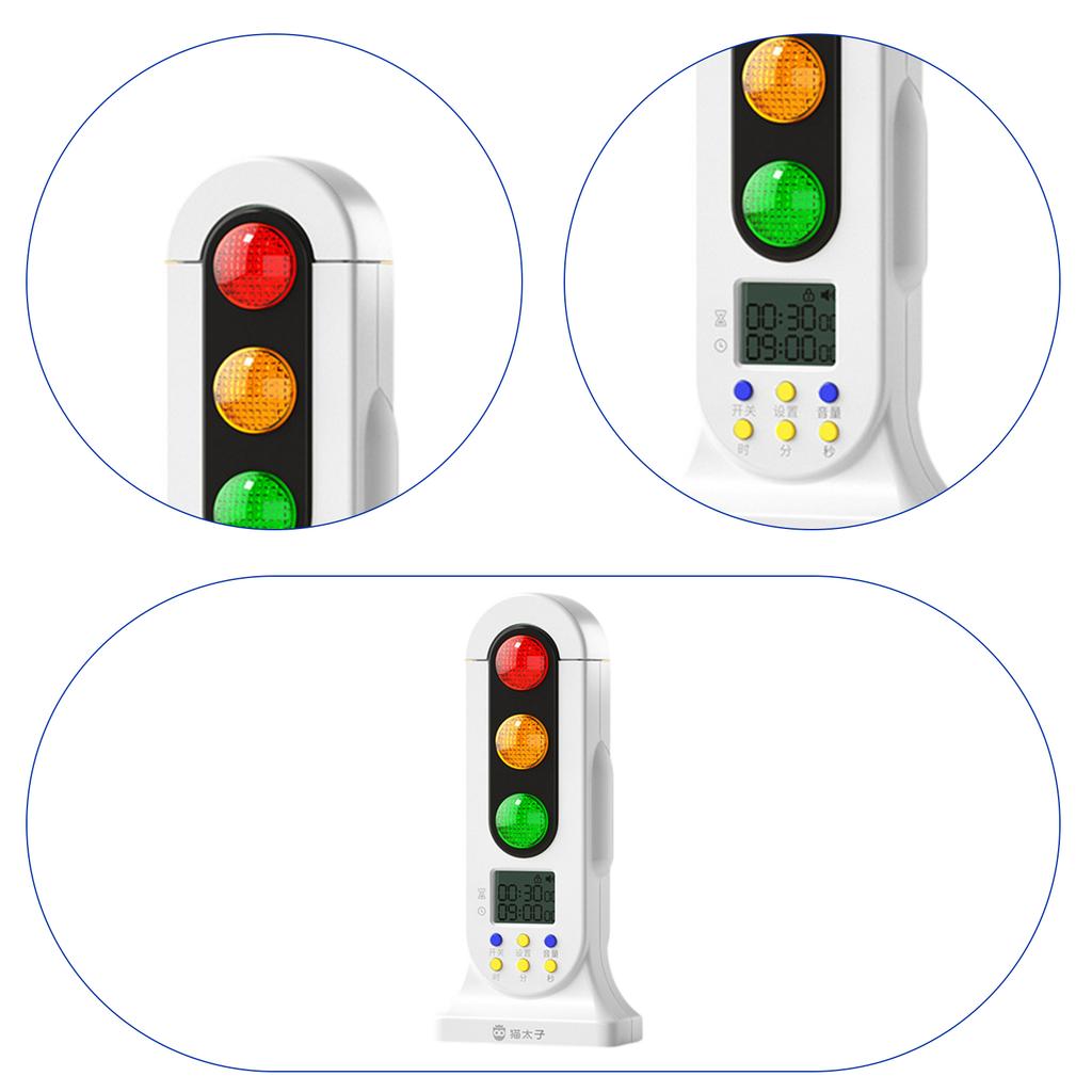 Traffic Light Visual Audio Digital Timer, LCD Display Volume Adjustment, for Kids Classroom Home Kitchen Game