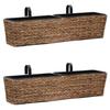 Planters - vidaXL - Water Hyacinth - 2 Pcs - Black - Rectangular - 80x20x18 Cm
