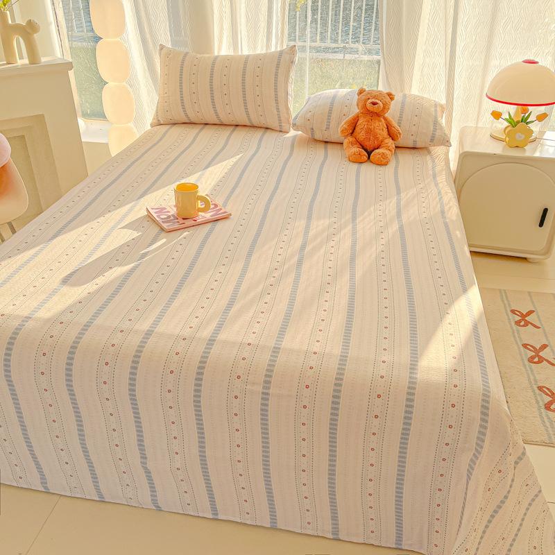 Class A maternal and infant grade washed cotton sheets single piece sandpaper quilt single three-piece set bed hat cover printed pillowcase