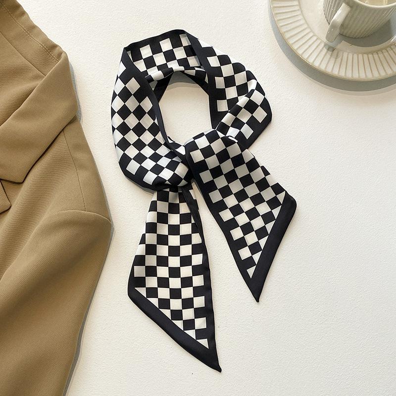 Модные повязки на голову, ленты для волос, шарф для женщин, узкая повязка для волос, шейные шарфы, черные 10x95 см