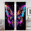 2 шт. Занавески «Мечтательные бабочки», Яркий принт крыльев в синих и розовых тонах, Блэкаут шторы для спальни или гостиной, Вдохновляющий домашний декор