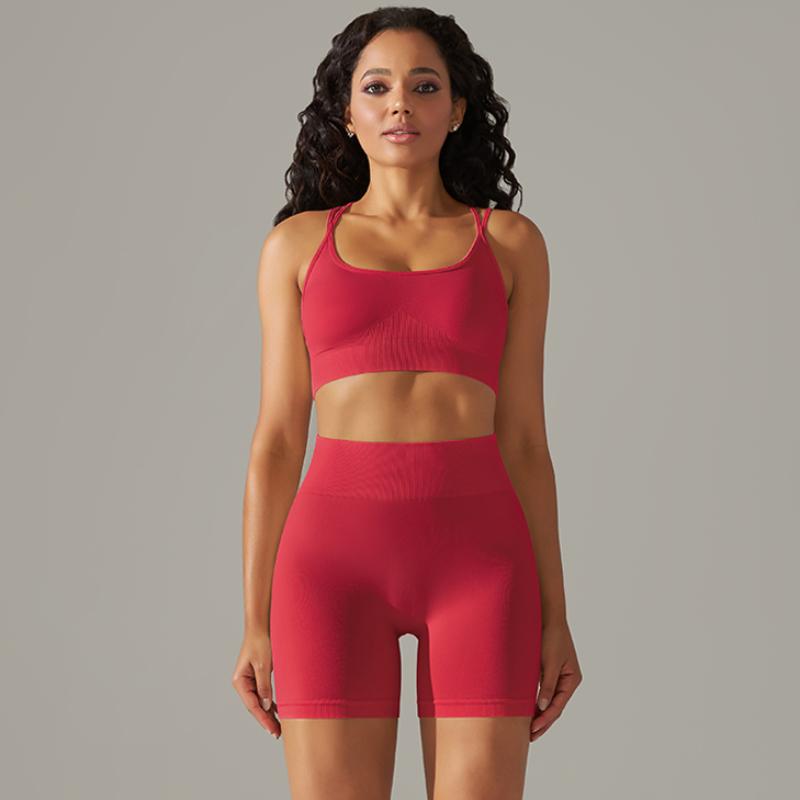 Nessaj Summer Yoga Set Women Fitness Suits Seamless Push Up Bra High Waist Shorts Gym Sportswear