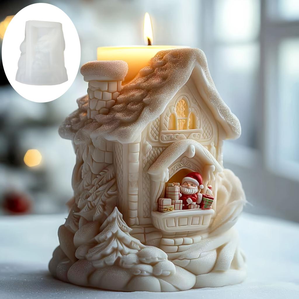 Santa Claus Hold Gift Scented Candle Silicone Mold Smile Santa Claus Holding Gift Box Scented Resin Plaster Molds Christmas Gift