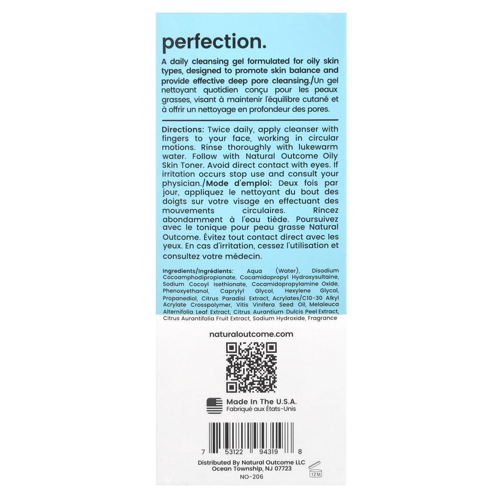 Natural Outcome Жирная кожа, очищающее средство для сужения пор, 235 мл (8 унций)