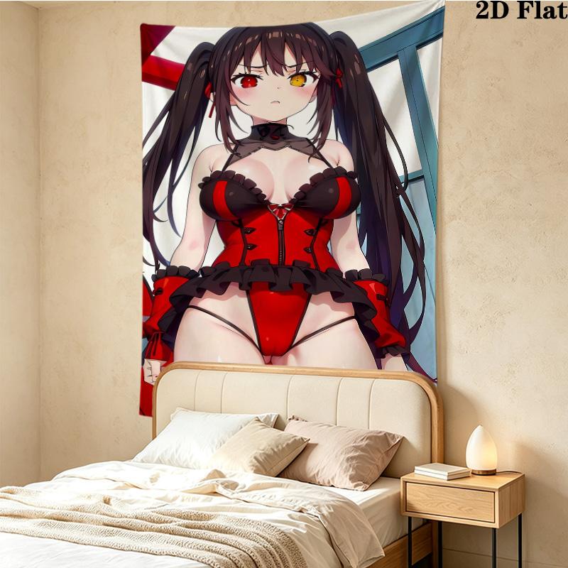 Kurumi Wall Tapestry Aesthetic Wall Hanging Printed Fabric Blanket Decorative Tapestries For Bedroom Living Room Home Decor