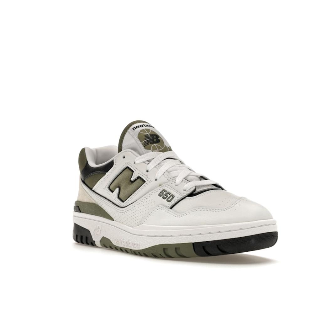 New Balance 550 White Dark Olivine Мужские кроссовки черные BB550DOB