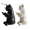 Настольное украшение Кот 3D-печатная фигурка Читающий кот, Декоративная фигурка с утяжеленным противоскользящим основанием, Статуэтка Интеллектуал с высококачественной текстурой, Очки