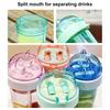 420ML Double Drinking Cup Separate Cup Mouth Dustproof Lid Leak-proof Heat Resistant Double Straws Drinking Bottle School Accessory