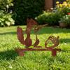 Flower Bed Decoration Rusty Metal Squirrel with Acorn Garden Stake, Cute Animal Silhouette Sculpture, Ground Insert Decor Decorative Outside Yard Art