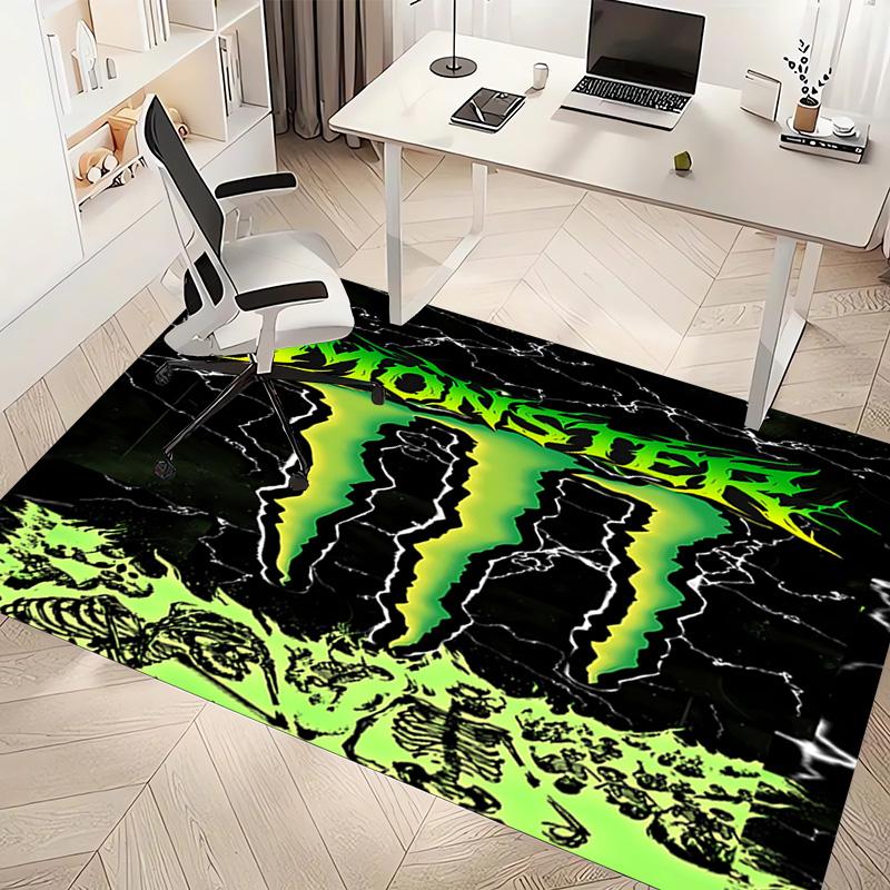 1 шт. Коврик с принтом логотипа Monster Energy - Мягкий, Моющийся, Нескользящий, для помещений, Гостиной, Домашнего офиса, Декоративный коврик, Декоративный для офиса
