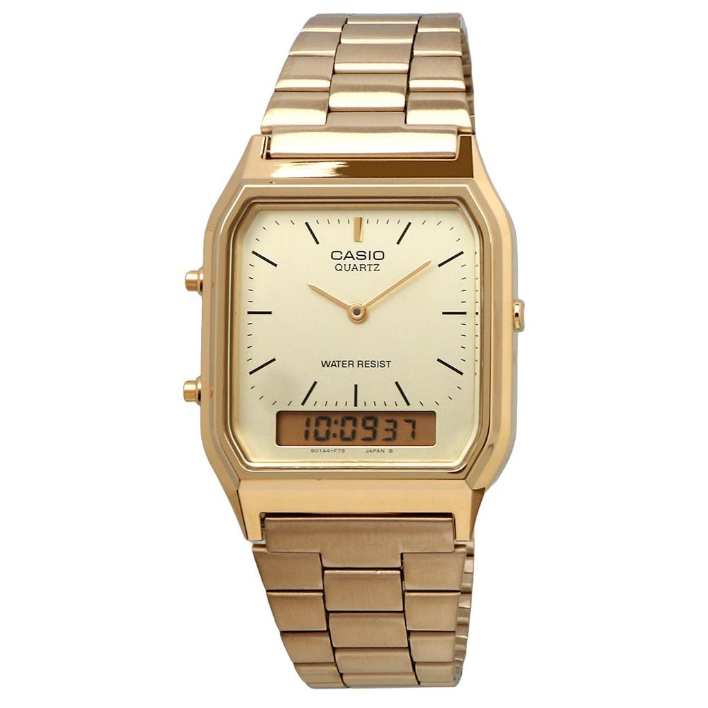 Casio Кварцевые часы Vintage Series Unisex Dual Time Gold Overseas Model [Casio] ANA-DIGI AQ-230GA-9DMQ [Товар]