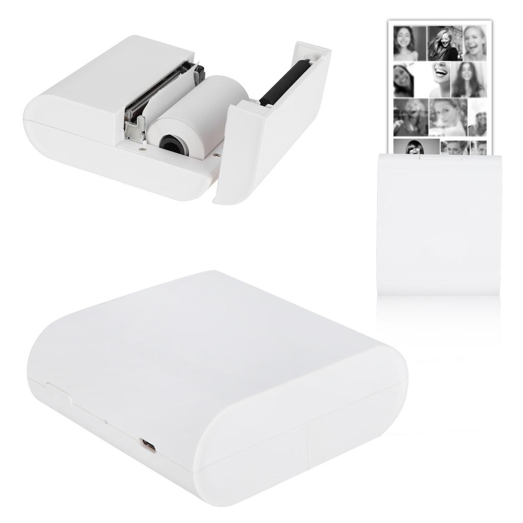 Mini Printer 200DPI White Pocket Portable 9.8x8.5x3.7cm TypeC Thermal Printing Device 5V/1A