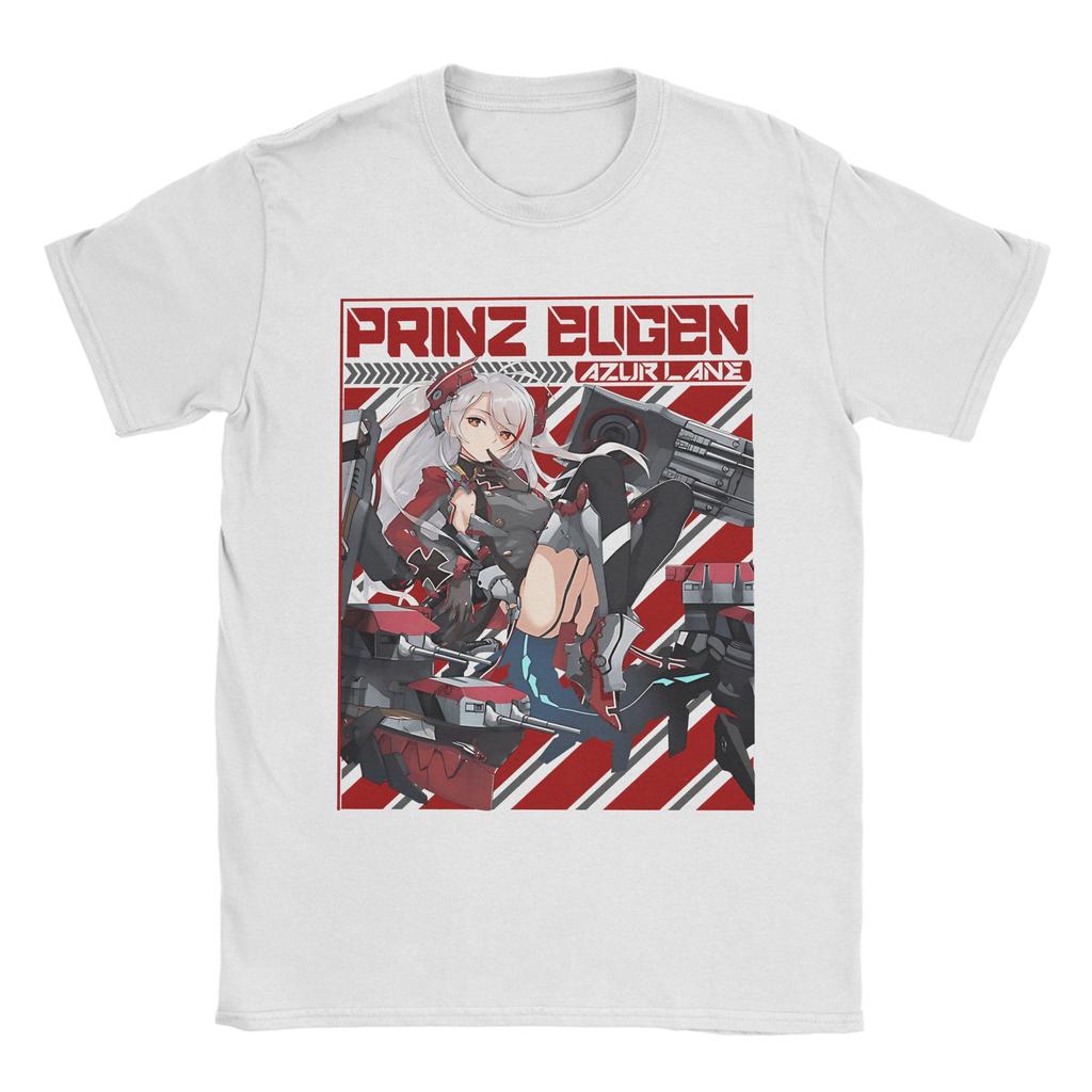 Игровая футболка Azur Lane 100% хлопок для взрослых Пляжная PRINZ EUGEN Винтажные футболки с круглым вырезом Модные крутые футболки Большого размера Одежда с принтом