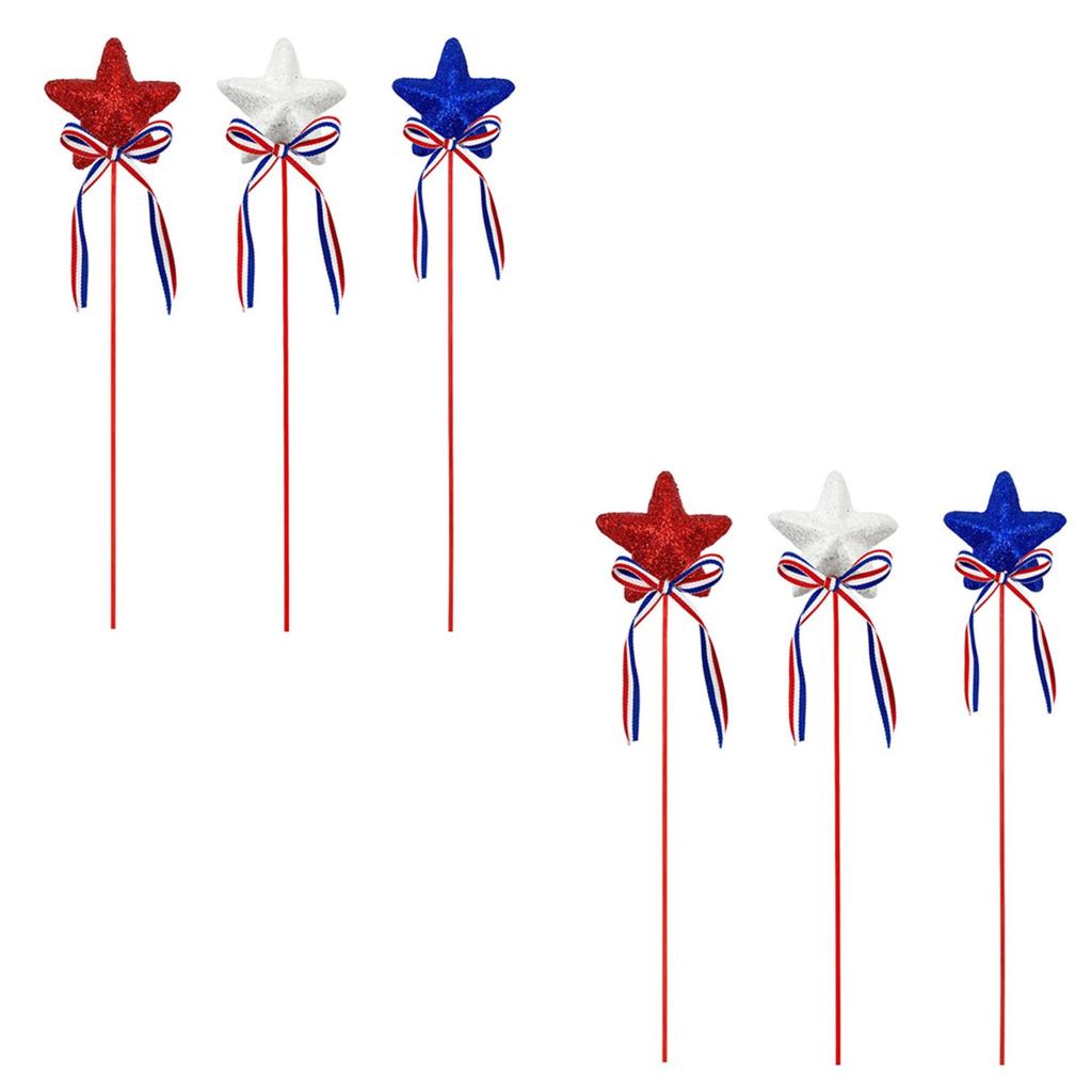 Independence Day Five-pointed Star Decoration Red, And Blue Five-star Bow Star Stick Plug American Independence Day Party Decoration