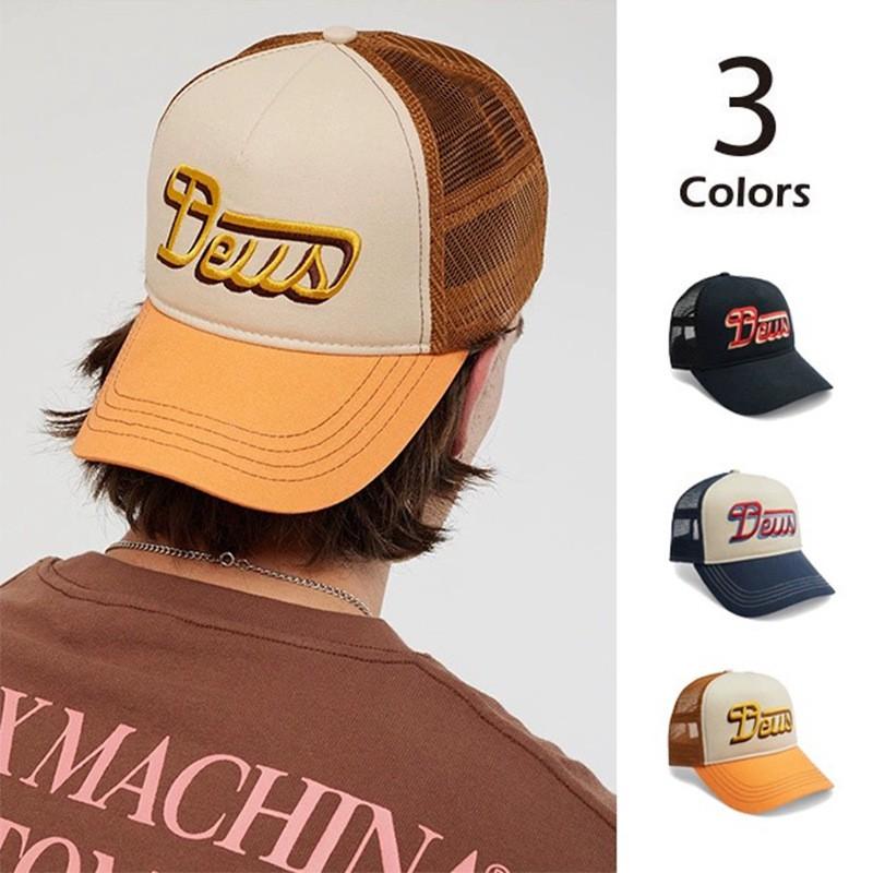 Vintage Printed Deus Letter Baseball Cap Unisex Street Trucker Hat Breathable Sun Protection Outdoor