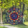 10-Inch Colorful Mandala Wind Spinner – 3D Laser-Cut Metal Art Decor, 360° Rotating Hook for Indoor/Outdoor Use – Vibrant Geometric Garden Spinner